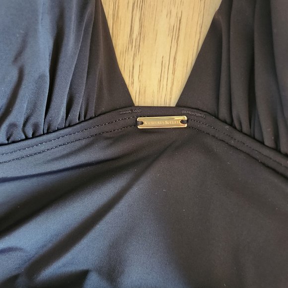 Vitoria's Secret One-Piece Halter-Neck Ruched Shaping Swimsuit Bra-Padded Black - Picture 4 of 7